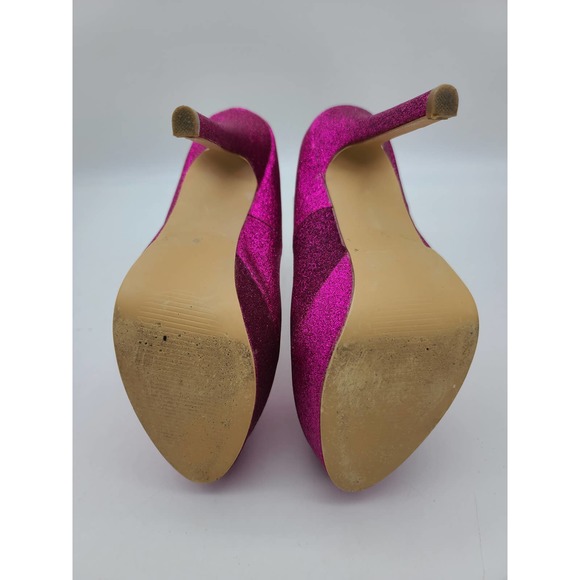 Miss Me Vibe-2 Women's 7.5 Fuchsia Glitter Platform Stiletto Heeled Shoes w/Box - Picture 9 of 10